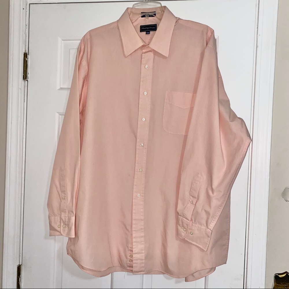 Mens Size XL 17 1/2 34/35 Pink Button Down Shirt
